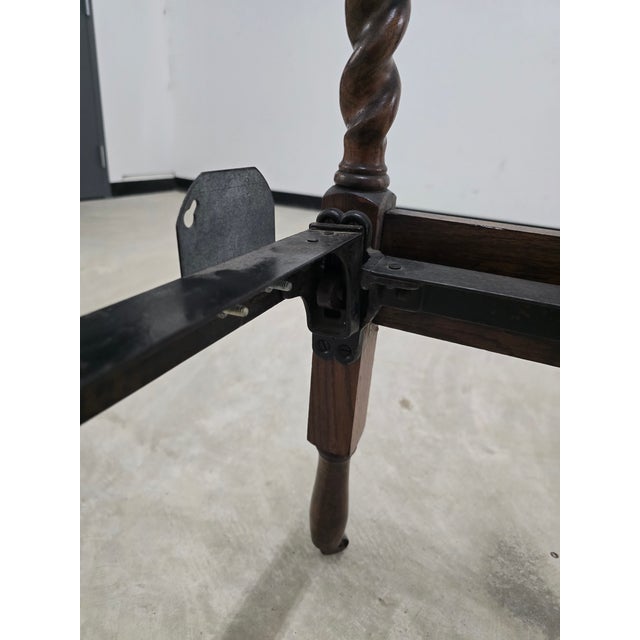 French Antique Full Size Bedframe, Barley Twist With Original Iron Castors and Rails For Sale - Image 10 of 18