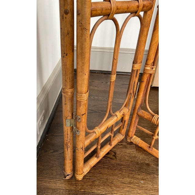 Vintage 1970s Four-Panel Bamboo Screen For Sale - Image 10 of 12