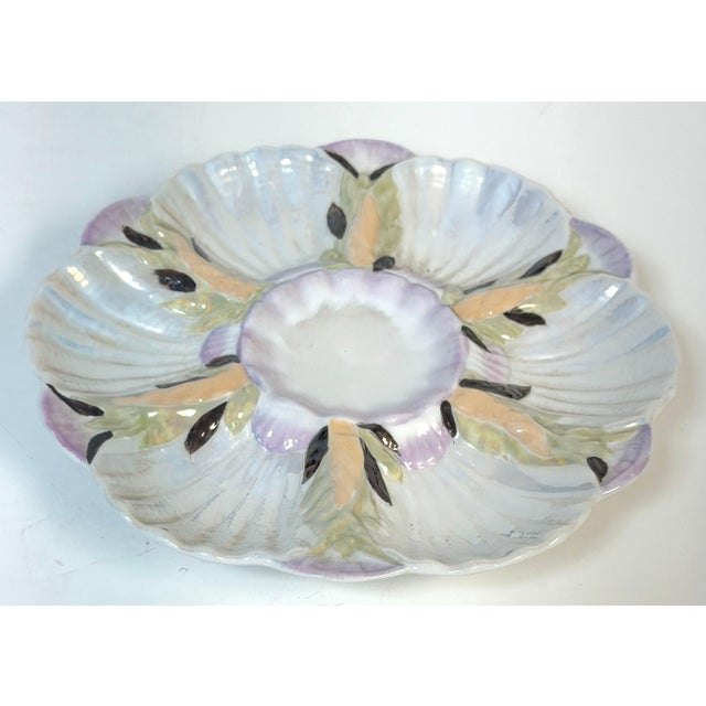 Limoges Naturalistic Luster Oyster Plate with Deep Center Well, France For Sale - Image 9 of 12
