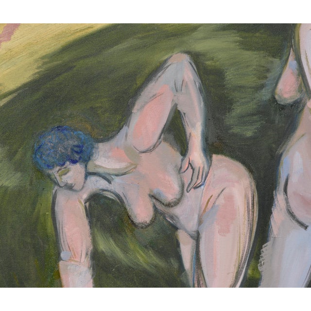 Abstract Expressionism Women in Motion (The Three Graces) - Nude Figurative in Oil on Canvas by Lora Spraque For Sale - Image 3 of 6