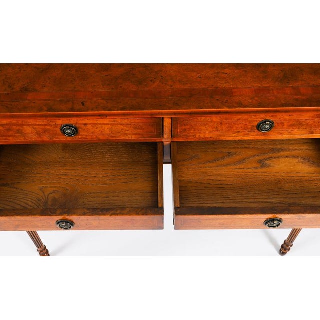 Vintage English Bur Walnut Console Table, 1950s For Sale - Image 13 of 18
