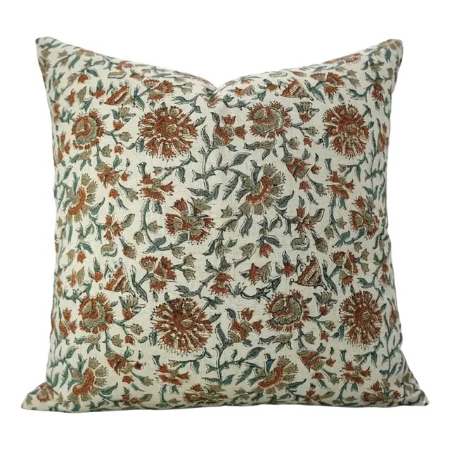 Fabdivine Decorative Block Print Cushion Cover 24x24 Inch Cotton Linen-Pushaplata For Sale