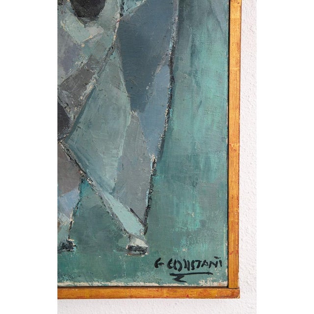 Mid Century Oil Painting George Constant Art Abstract Bull Original Blue For Sale - Image 12 of 12