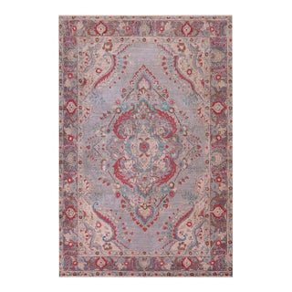 Boho Chic Vintage Blue/Purple Wool Rug - 6'5'' X 9'4'' For Sale