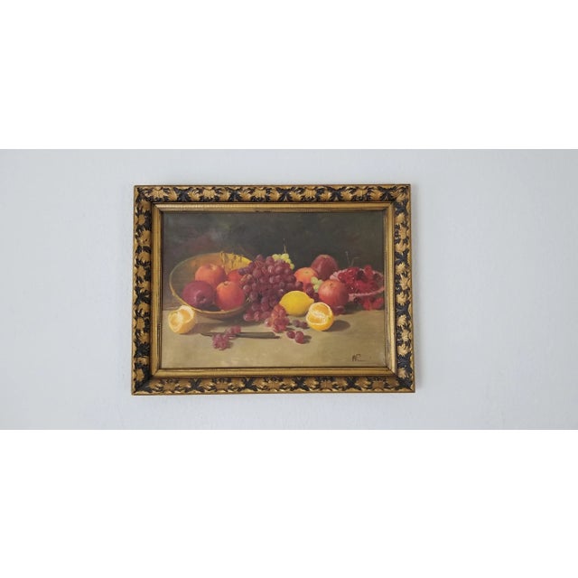 Vintage Fruit Still Life Oil on Canvas Painting, Signed For Sale - Image 13 of 13