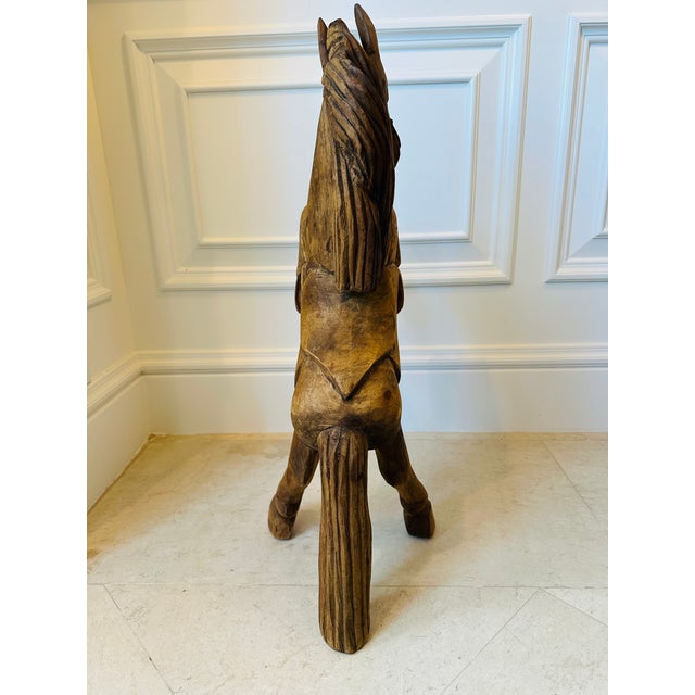 Gucci Vintage 28” Handcarved Wood Horse Sculpture For Sale - Image 4 of 11
