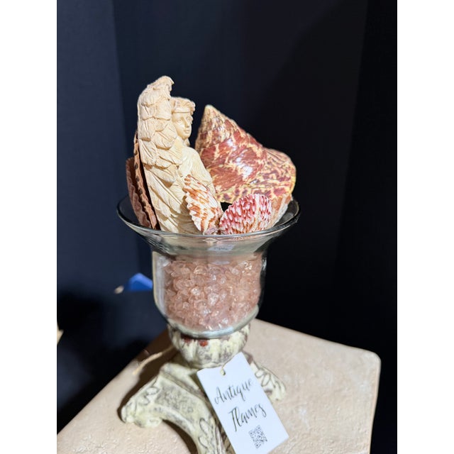 Religious Celestial Meets the Sea Shell and Angel Adorned Vase-Coastal Art Sculpture For Sale - Image 3 of 5