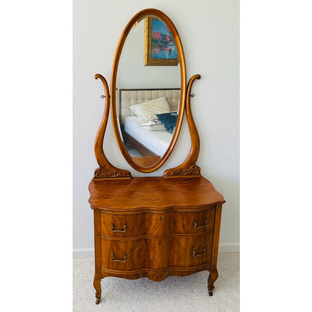 Vintage Diminutive Tiger Wood Cabinet With Mirror For Sale - Image 13 of 13