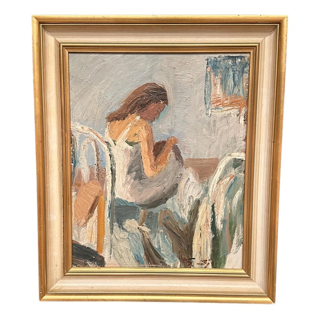 Gustaf Sjöö, Portrait of a Woman, 1950s, Oil on Panel, Framed For Sale