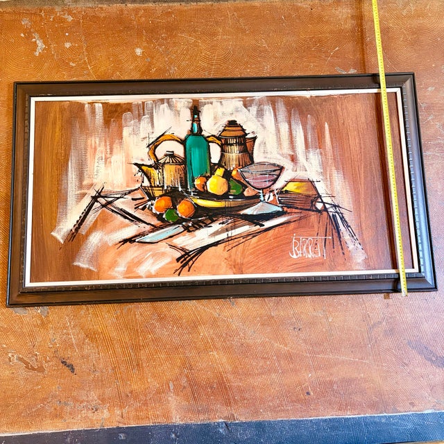 Mid-Century Modern Still Life Oil Painting, Signed in Original Frame For Sale In Los Angeles - Image 6 of 11