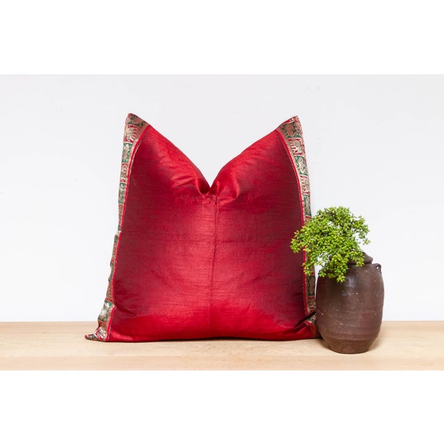 Textile Cherry Festive Silk Euro Pillow Cover For Sale - Image 7 of 7