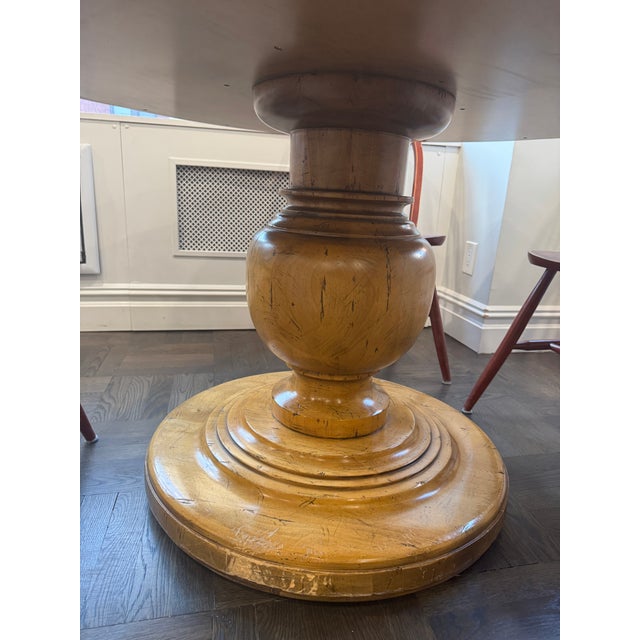 2010s Custom 54" Round Wood Pedestal Dining Table - Farmhouse / Traditional Style For Sale - Image 5 of 6