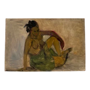 Early 20th Century Expressionist Tahitian Figurative Oil Painting