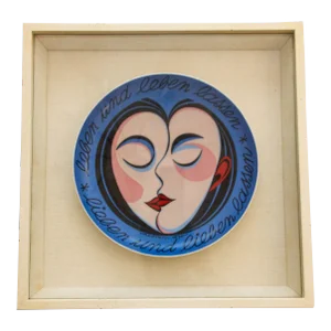 1970s Vasarely "Live and Let Live Love and Let Love" Rosenthal Framed Plate