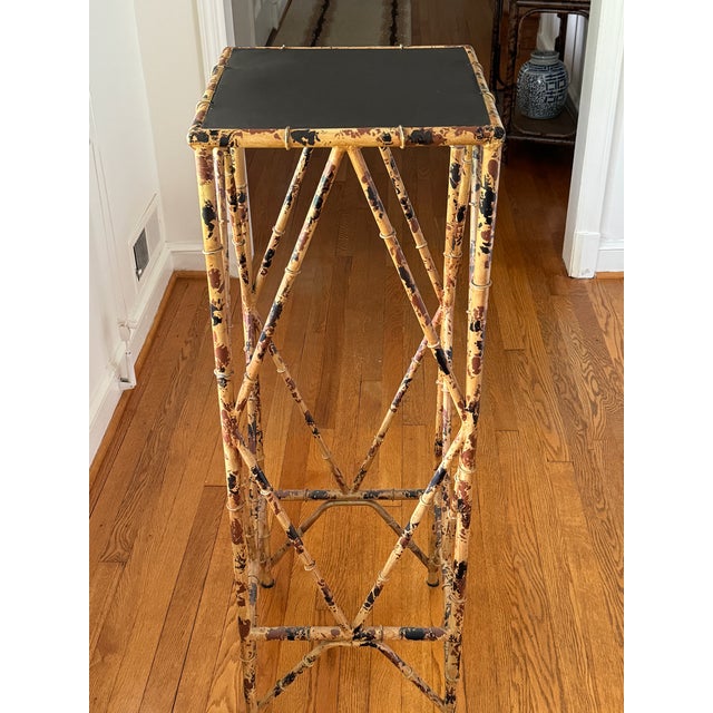 Vintage Faux Tortoise Metal Bamboo Plant Stand For Sale - Image 4 of 10