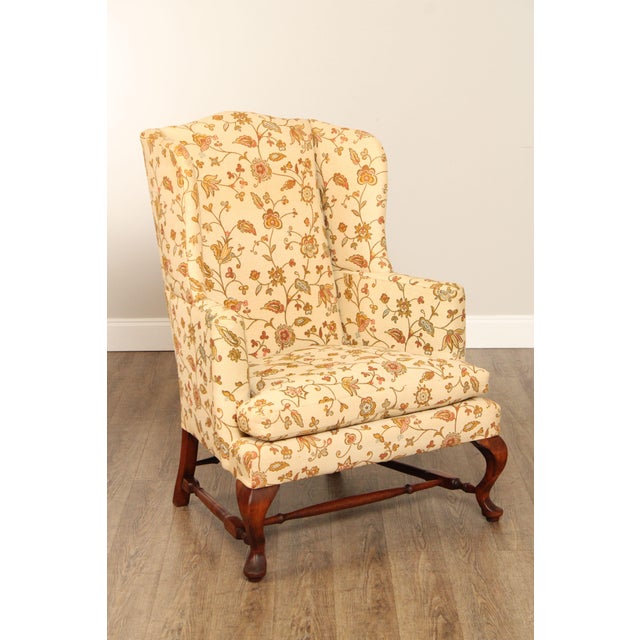 Queen Anne Style Vintage Pair of Mahogany Wing Chairs | Chairish