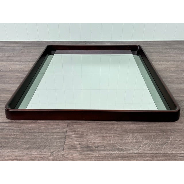 Brown Italian Rectangular Mirror with Wooden Frame and Smoked Mirror, 1970s For Sale - Image 8 of 9