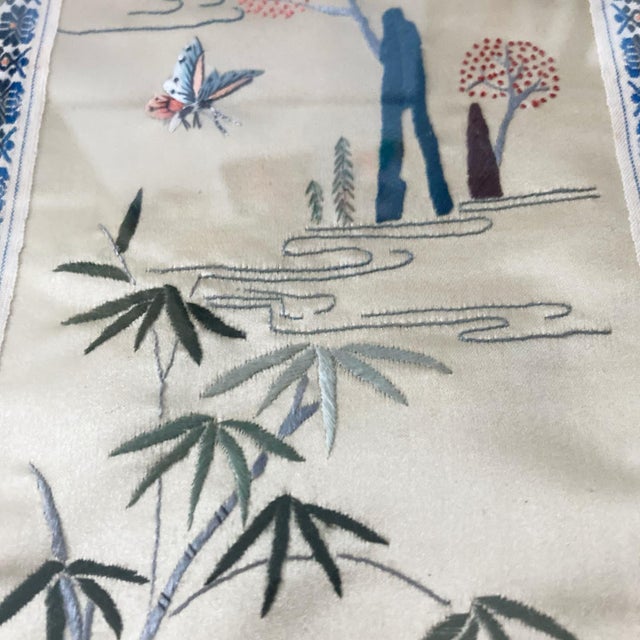 Champagne Antique Late 19th Century Silk Embroidered Panel For Sale - Image 8 of 11