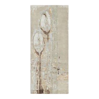 Rug & Kilim’s Abstract Runner Rug in Beige-Brown, Gold and Silver-Gray For Sale