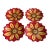 Vintage Pier 1 Carynthum Red Flower Petal Shaped Salad Dessert Plates - Set of 4 For Sale