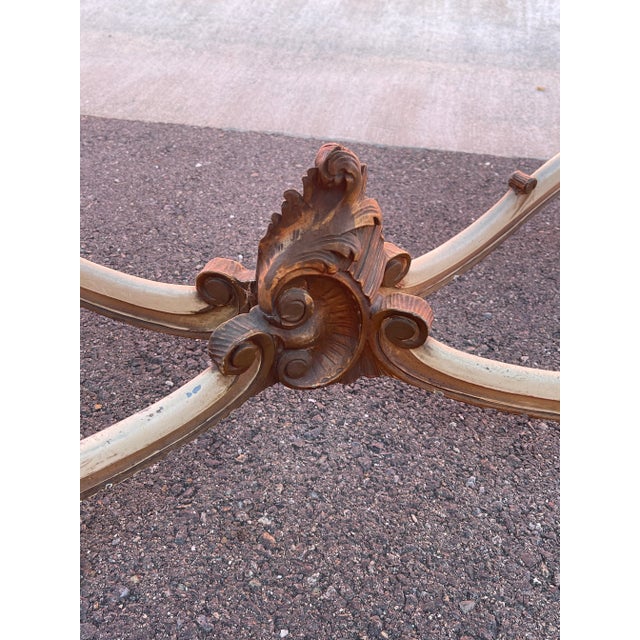 1940s Vintage French Foyer Console Table With Patinated Painted Finish For Sale - Image 4 of 12