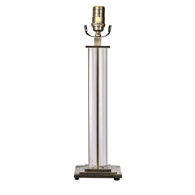 1990s Contemporary Robert Abbey Lucite and Pewter Table Lamp For Sale In Phoenix - Image 6 of 6