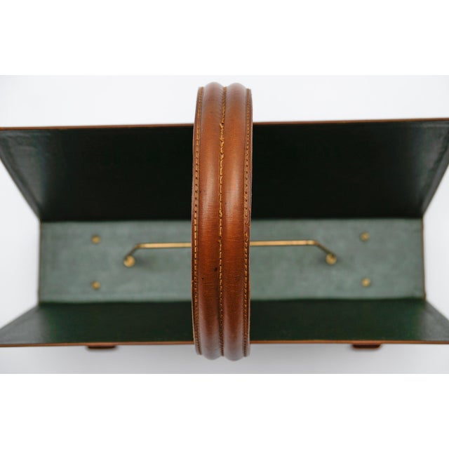 Magazine Rack in Leather and Brass from Jacques Adnet, 1950s For Sale - Image 10 of 11