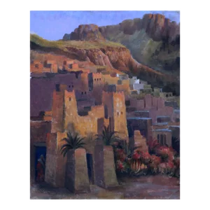 Fortified Town, Jalal Gharbi Oil on Canvas Painting