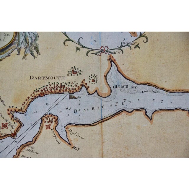 Dartmouth, England: A Hand-Colored 17th Century Sea Chart by Captain Collins For Sale In San Francisco - Image 6 of 7