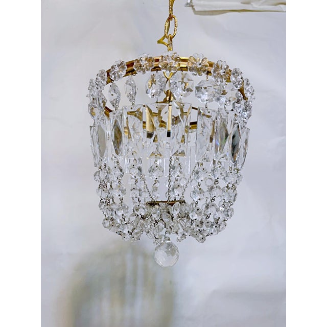 Hollywood Regency Vintage Hollywood Regency Crystal Basket Chandelier For Sale - Image 3 of 10