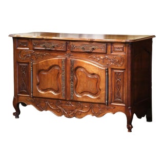 19th Century French Louis XV Carved Walnut Two-Door Buffet From Provence For Sale