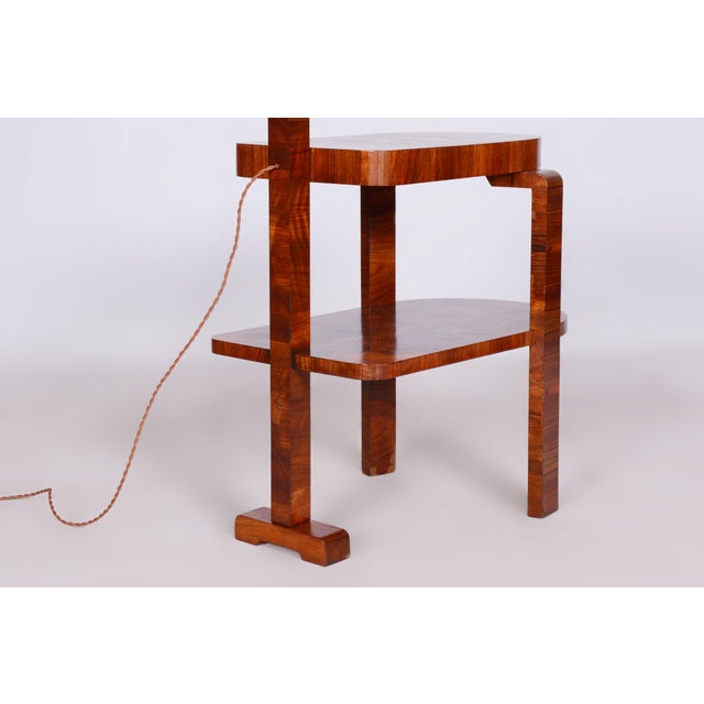 Art Deco Floor Lamp in Walnut with Chrome-Plated Steel and Glass, Czechia, 1930s For Sale - Image 11 of 12