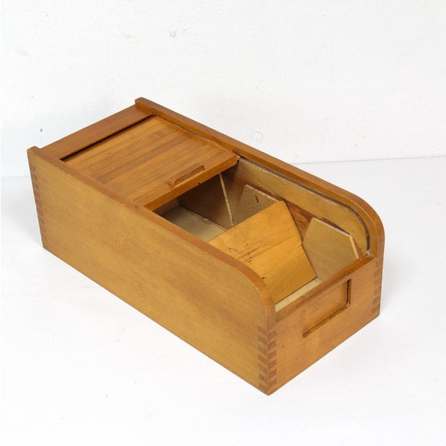 Mid-Century Modern Wooden Tabletop Filing Cabinet, 1940s For Sale - Image 3 of 7