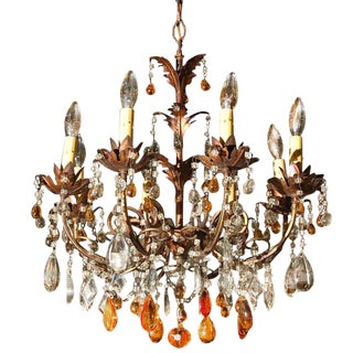 1930s French Ten Light Chandelier For Sale