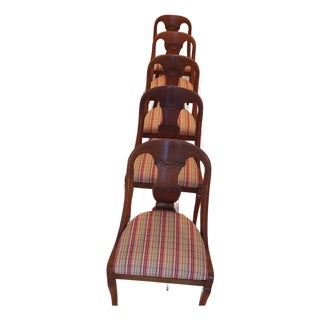 Vintage Neoclassical Mahogany Vase-Back Dining Chairs - Set of 5 (Set of 4 + 1 Extra) For Sale