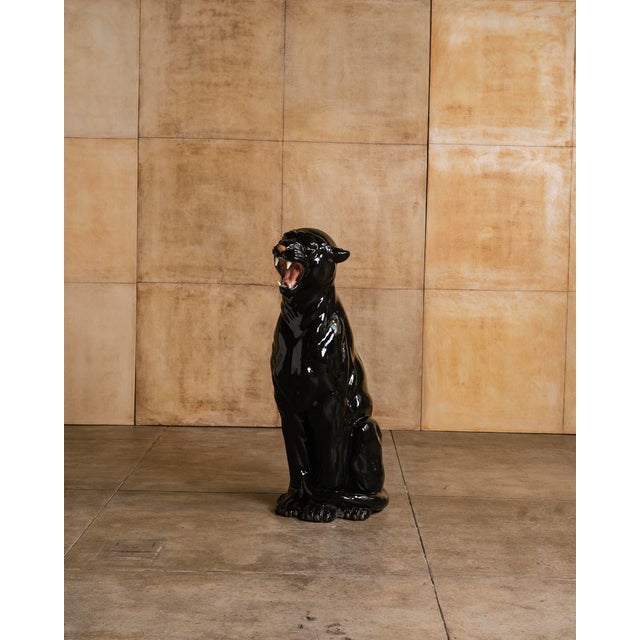 1970s Italian Panther Ceramic Sculpture For Sale - Image 5 of 8