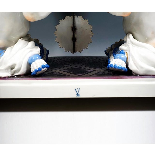 Vintage Art Deco Mantle Clock with Two Putti by Paul Scheurich for Meissen, 1920s For Sale - Image 11 of 13