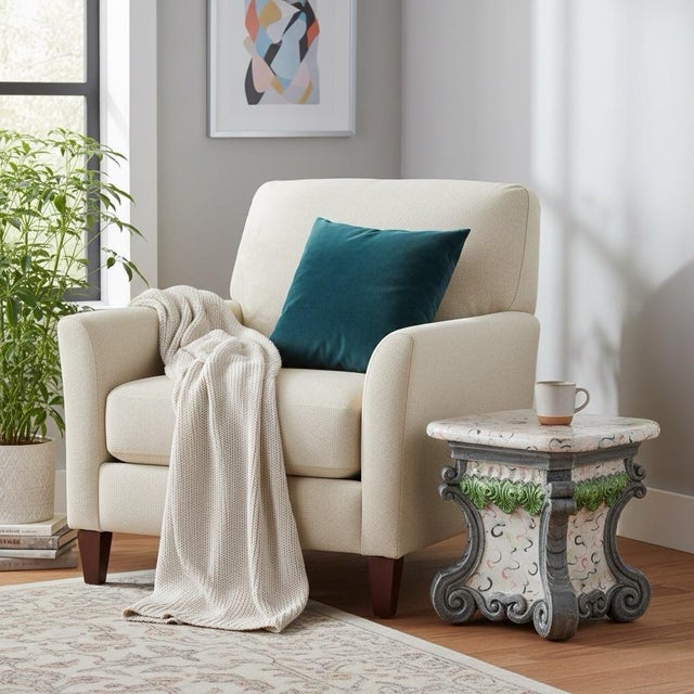 1980s Highly Decorative Glazed Ceramic Garden Stool/Side Table With Baroque Base For Sale In West Palm - Image 6 of 6