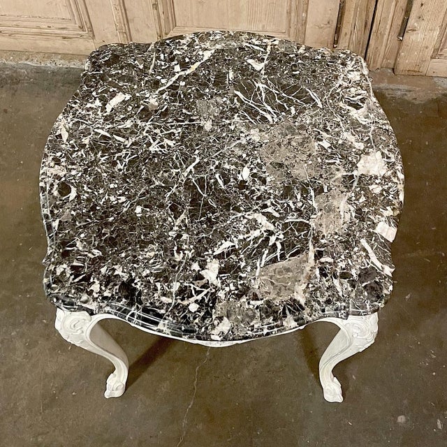 19th Century French Regence Painted Marble Top Table For Sale - Image 13 of 14