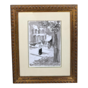 Rare Original Emilio Grau Sala Parisian Street Watercolor Painting - Joanna Carson Estate