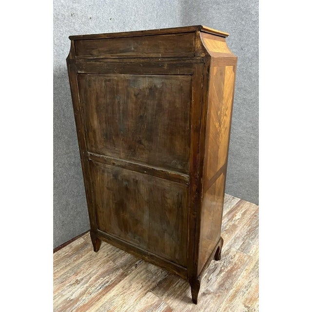 Louis xv style secretary desk in precious wood marquetry with floral decoration, circa 1900 the front opens with a drawer...