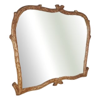 Vintage Wall Mirror in Brutalist Log Finish, 1970s For Sale