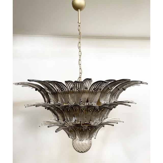 Large Corto Chandelier in Smoked Grey Murano Glass For Sale - Image 4 of 4