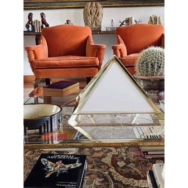 Gold Italian Golden Brass Pyramidal Table Lamp from Christos, 1970 For Sale - Image 8 of 18