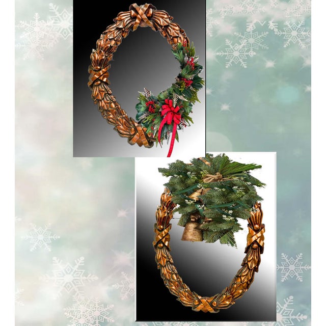 Gold Large 45" Baroque Hand Carved Oval Giltwood Frame For Sale - Image 8 of 8