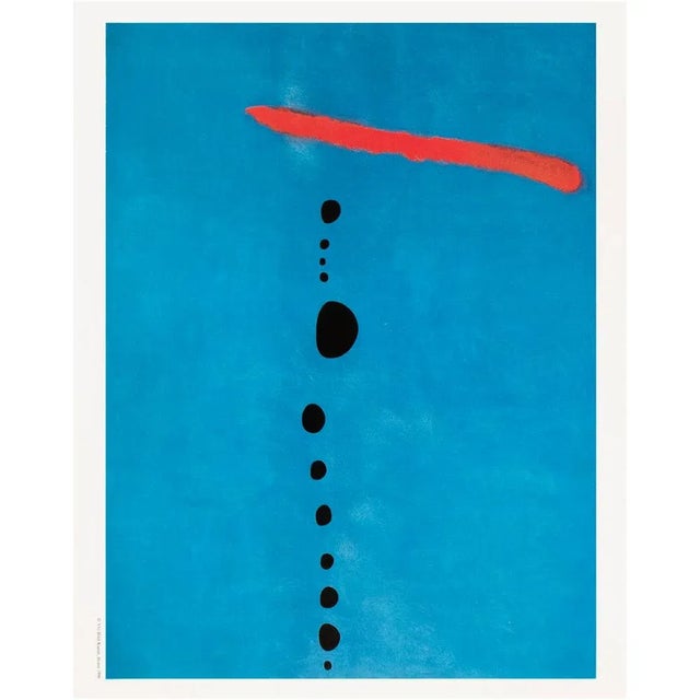 An excellent striking small Second Edition poster of the abstract painting "Blue II" (1961) by Joan Miro (1893-1983), a...