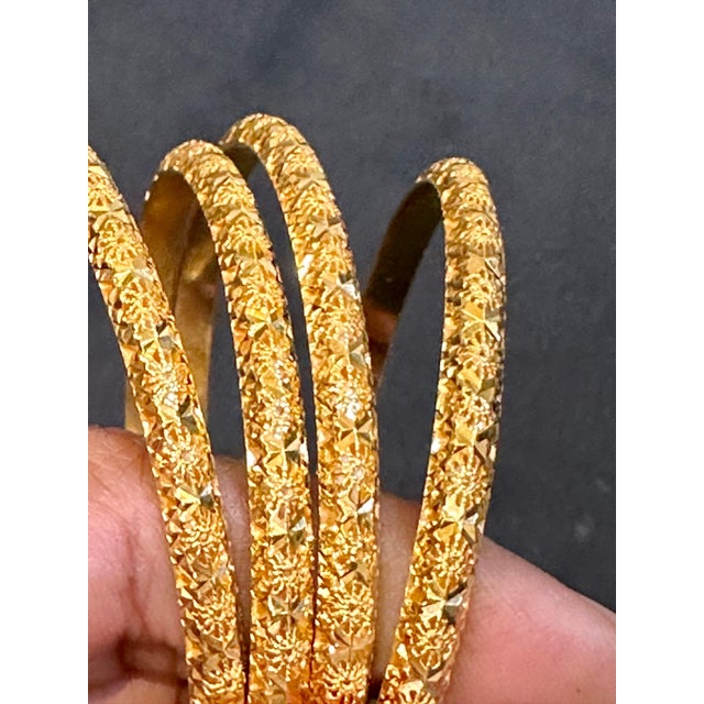 Early 21st Century Vintage Eternity Bangle Bracelet 21 Karat Yellow Gold 53 Grams, Set of 4 Churi For Sale - Image 5 of 18
