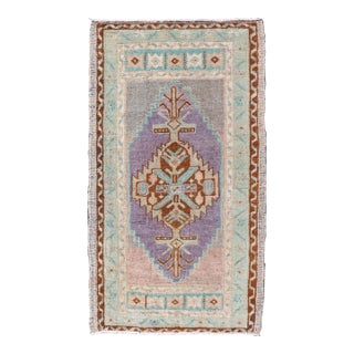 Vintage Turkish Oushak Rug With All-Over Sub-Geometric Medallion Design For Sale