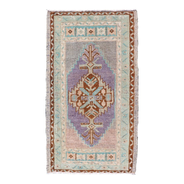 Vintage Turkish Oushak Rug With All-Over Sub-Geometric Medallion Design For Sale