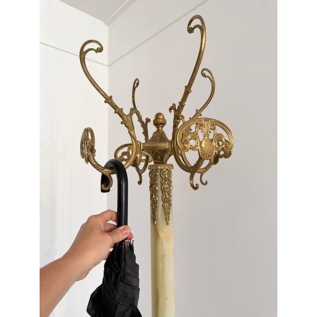 Ornate Italian Brass and Onyx Marble Coat Rack, 1960s For Sale - Image 18 of 18